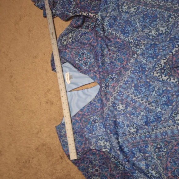 NWT / Calvin Klein Blue and White Floral Midi Dress - Picture 7 of 11